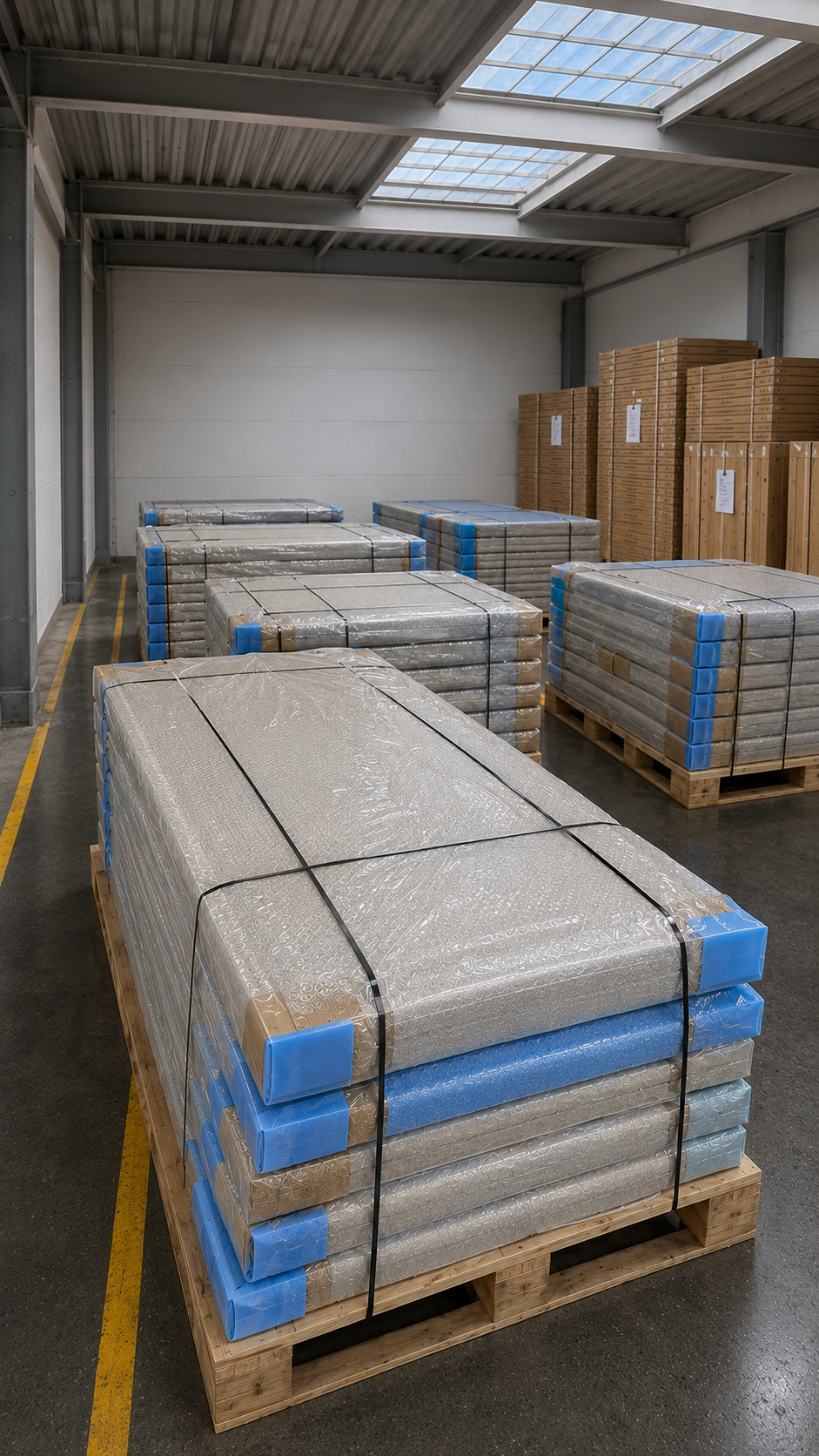 Stock de puertas WPC embaladas en depósito